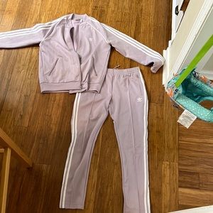 Adidas matching track suit set- lavender. Jacket size L, pants size M.